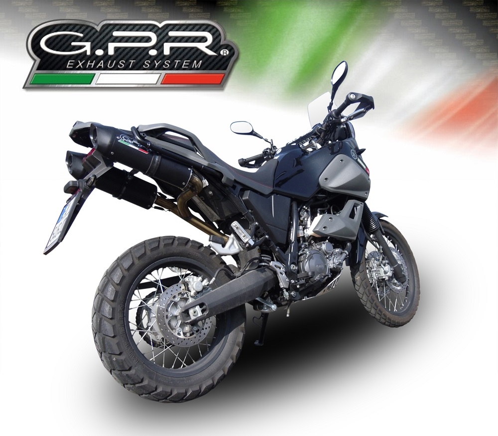 Esapament GPR compatibil cu Yamaha Xt 660 Z Teneré 2008 Evacuare cu dublă omologare legală, inclusiv db killers și coturi de legătură detașabile,Furore Nero