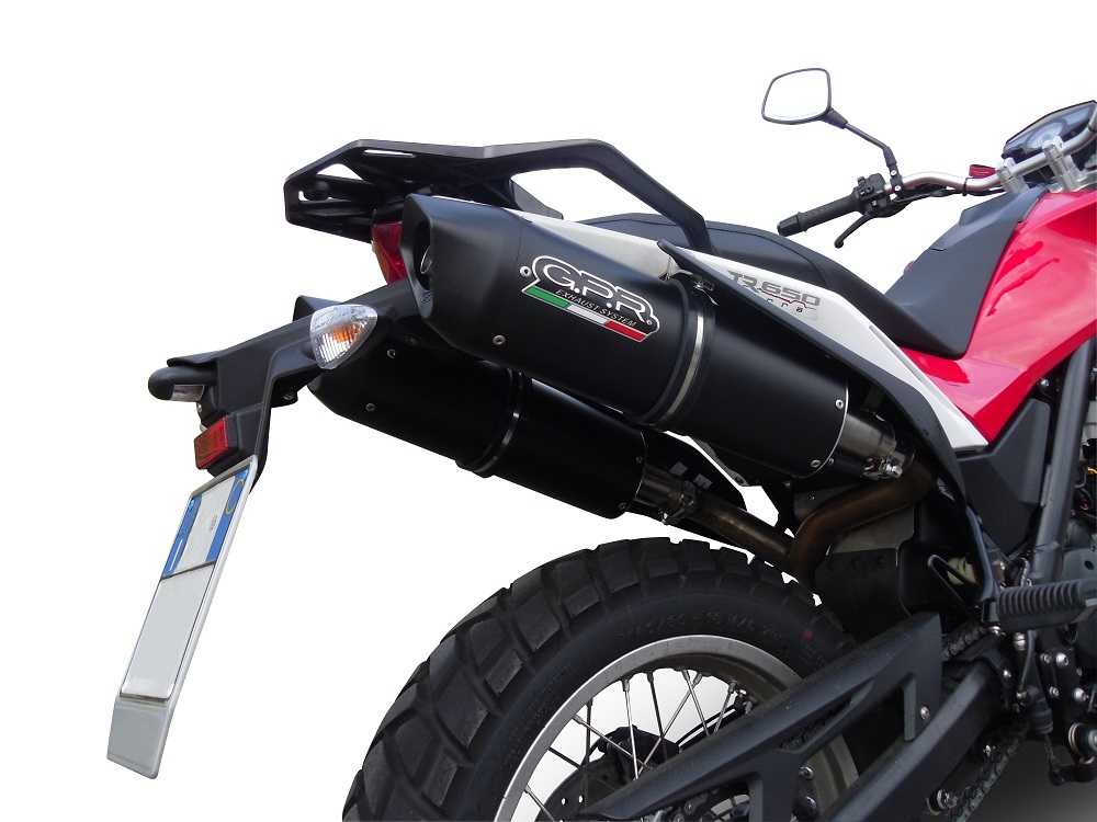 Exhaust compatible with Husqvarna TERRA - STRADA TR 650 2013-2015, Furore Nero, Dual Homologated legal slip-on exhaust including removable db killers and link pipes