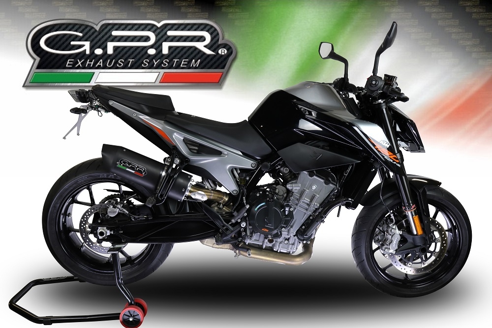 Esapament GPR compatibil cu Ktm Duke 790 2021 Evacuare slip-on omologata, inclusiv db killer detașabil și cot de legătură,Furore Evo4 Nero