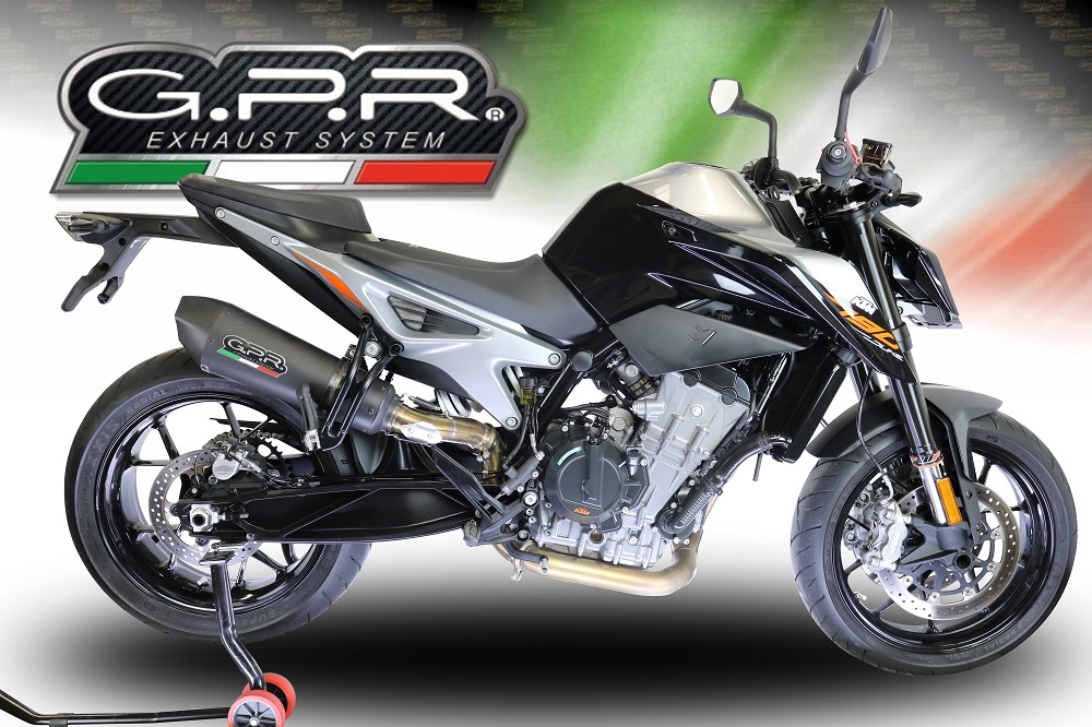 Esapament GPR compatibil cu Ktm Duke 790 2017 Evacuare slip-on omologata, inclusiv db killer detașabil și cot de legătură,New Grand Prix Evo Black Titanium