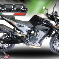 Esapament GPR compatibil cu Ktm Duke 790 2017 Evacuare slip-on omologata, inclusiv db killer detașabil și cot de legătură,New Grand Prix Evo Black Titanium