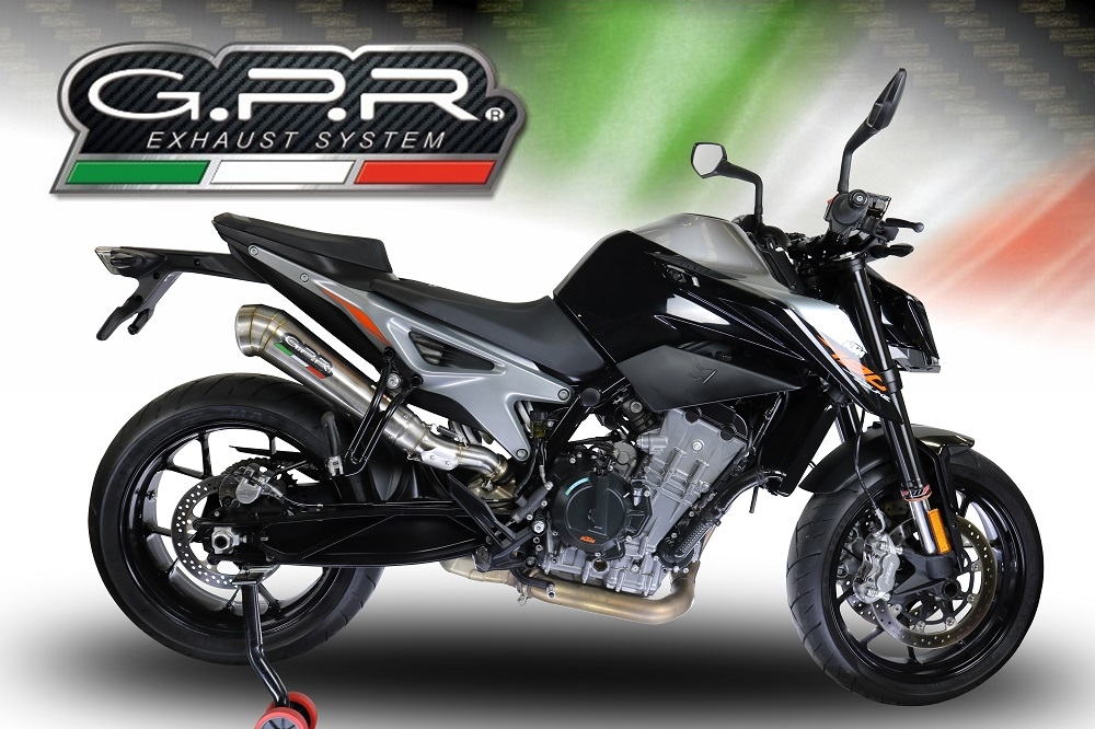 Esapament GPR compatibil cu Ktm Duke 790 2021 Evacuare slip-on omologata, inclusiv db killer detașabil și cot de legătură,Powercone Evo