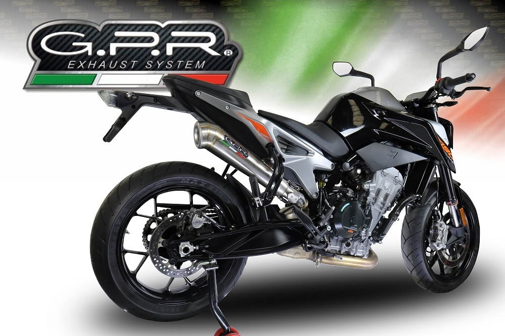 Esapament GPR compatibil cu Ktm Duke 790 2021 Evacuare slip-on omologata, inclusiv db killer detașabil și cot de legătură,Powercone Evo