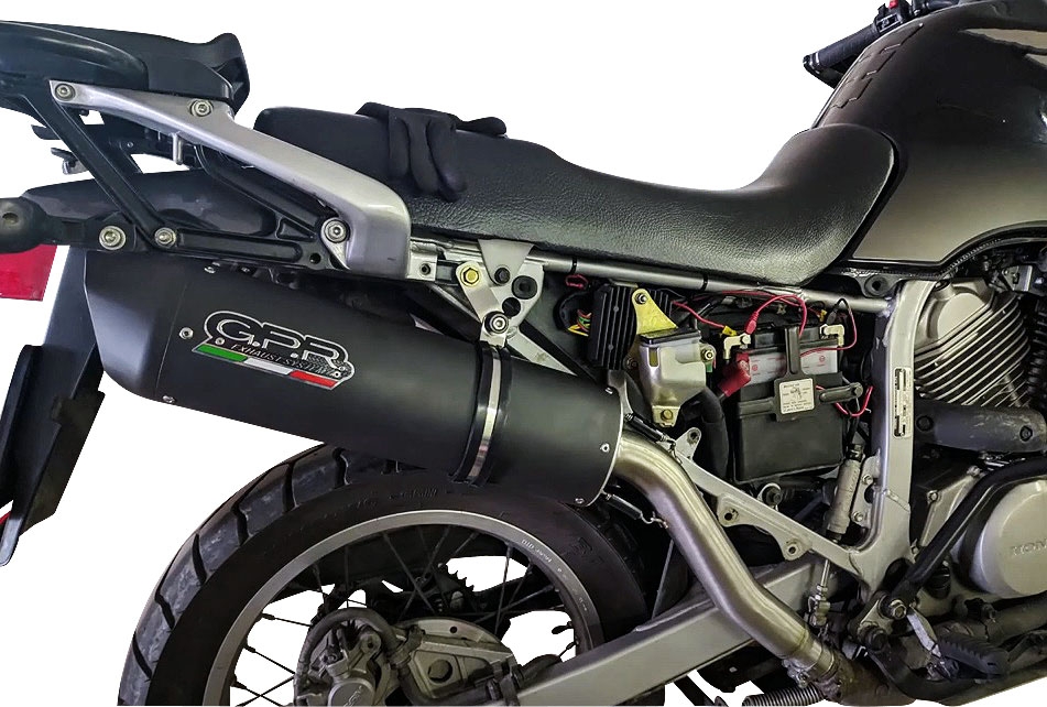 Esapament GPR compatibil cu Honda Transalp Xl 600 V 1996 Evacuare slip-on omologata, inclusiv db killer detașabil și cot de legătură,Furore Nero