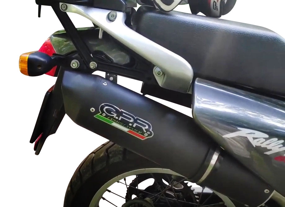 Esapament GPR compatibil cu Honda Transalp Xl 600 V 1996 Evacuare slip-on omologata, inclusiv db killer detașabil și cot de legătură,Furore Nero