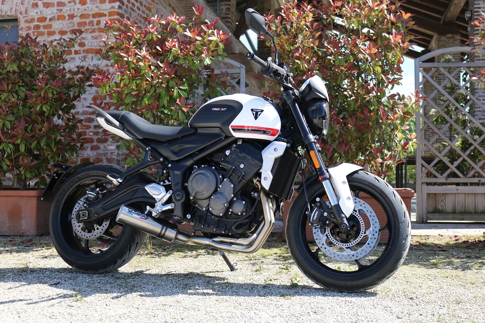 Esapament GPR compatibil cu Triumph Trident 660 2021 Sistem complet de evacuare legal omologat, inclusiv db killer și catalizator detașabil,M3 Inox 