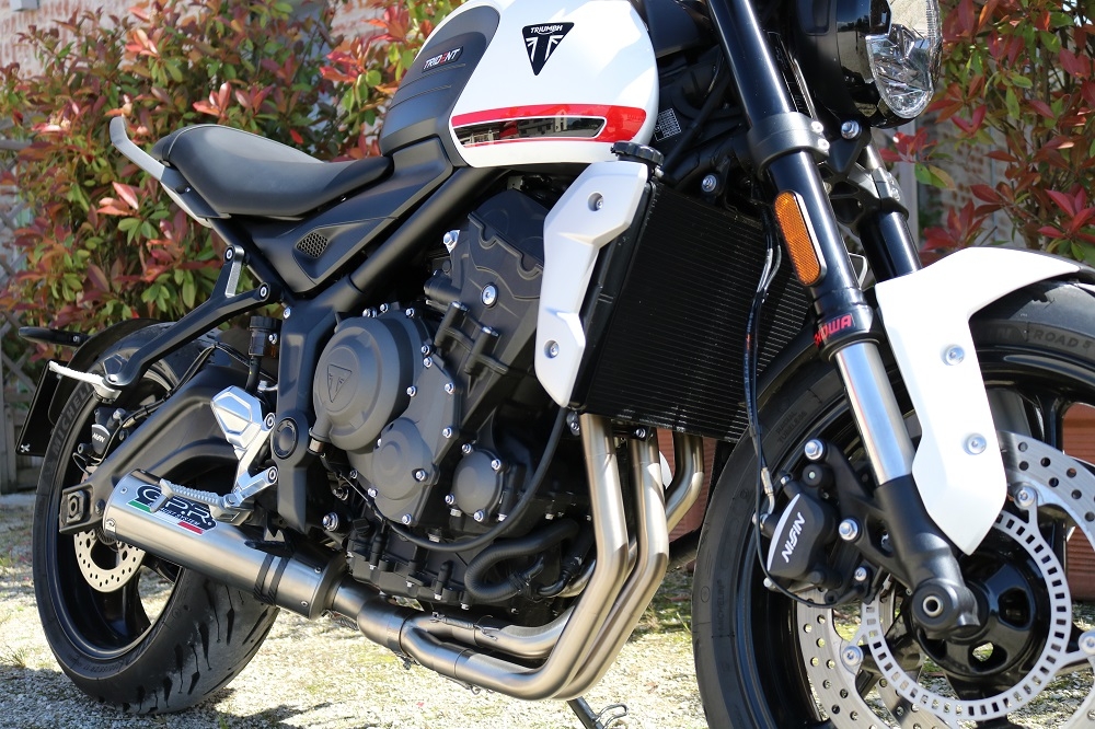 Esapament GPR compatibil cu Triumph Trident 660 2021 Sistem complet de evacuare legal omologat, inclusiv db killer și catalizator detașabil,M3 Inox 
