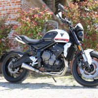 Esapament GPR compatibil cu Triumph Trident 660 2021 Sistem complet de evacuare legal omologat, inclusiv db killer și catalizator detașabil,M3 Titanium Natural