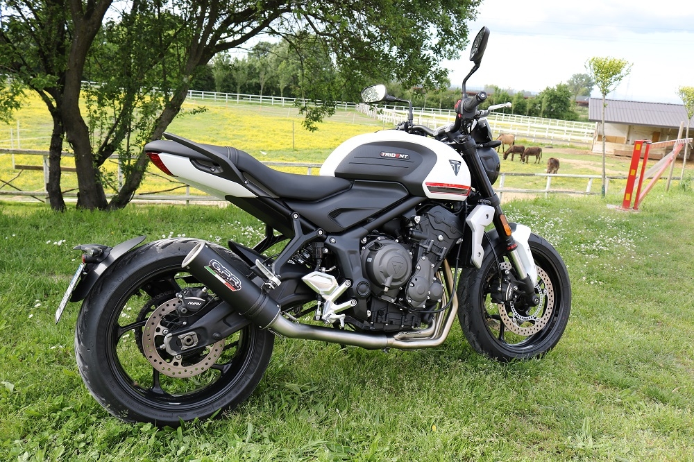 Exhaust compatible with Triumph Trident 660 2021-2024, M3 Black Titanium, Racing full system exhaust, including removable db killer