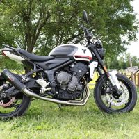 Exhaust compatible with Triumph Trident 660 2021-2024, M3 Black Titanium, Racing full system exhaust, including removable db killer