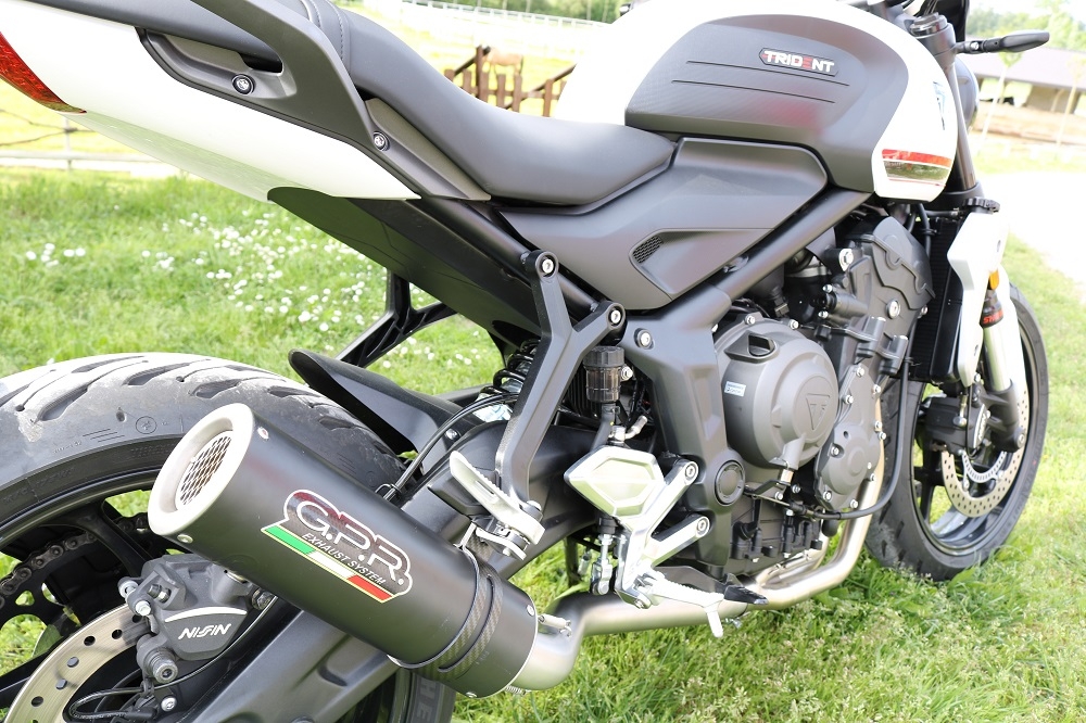 Exhaust compatible with Triumph Trident 660 2021-2024, M3 Black Titanium, Racing full system exhaust, including removable db killer