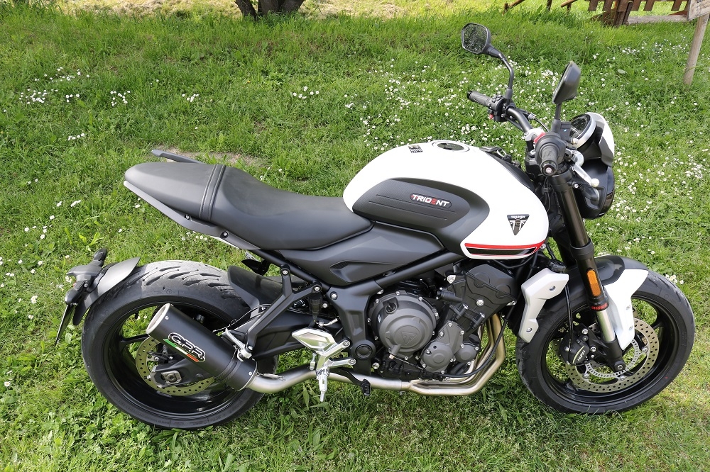 Exhaust compatible with Triumph Trident 660 2021-2024, M3 Black Titanium, Racing full system exhaust, including removable db killer