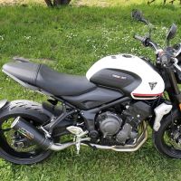 Exhaust compatible with Triumph Trident 660 2021-2024, M3 Black Titanium, Racing full system exhaust, including removable db killer