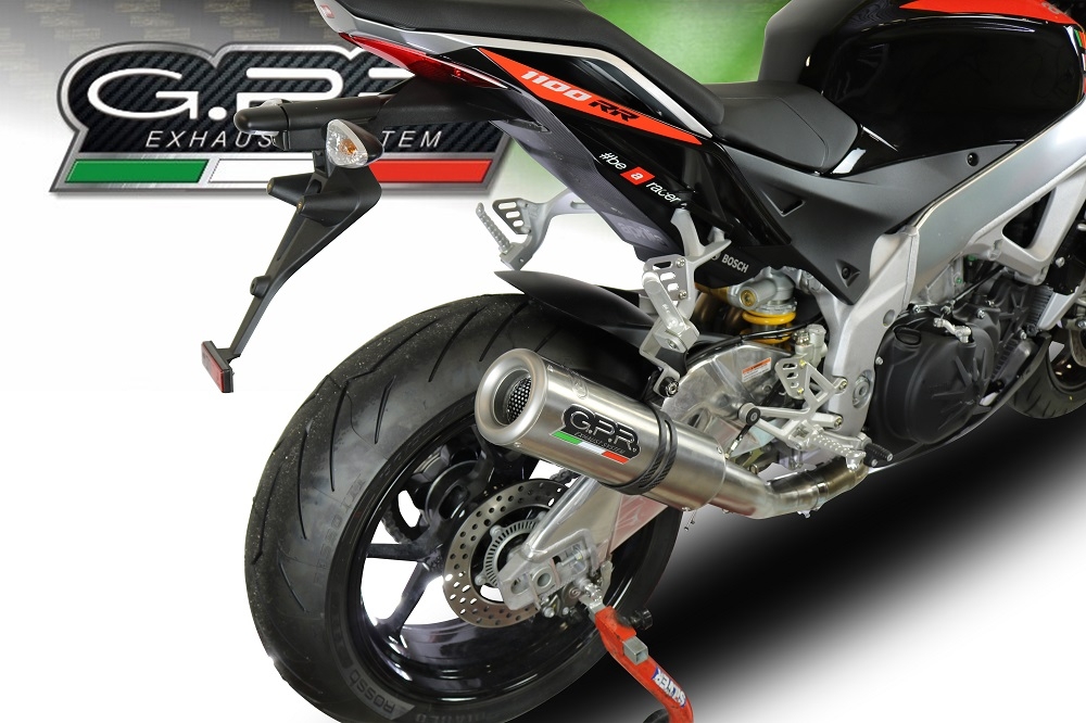 Esapament GPR compatibil cu Aprilia Tuono 1100 V4 Rr 2021 Evacuare slip-on omologata, inclusiv db killer detașabil, cot de legătură și catalizator,M3 Inox 