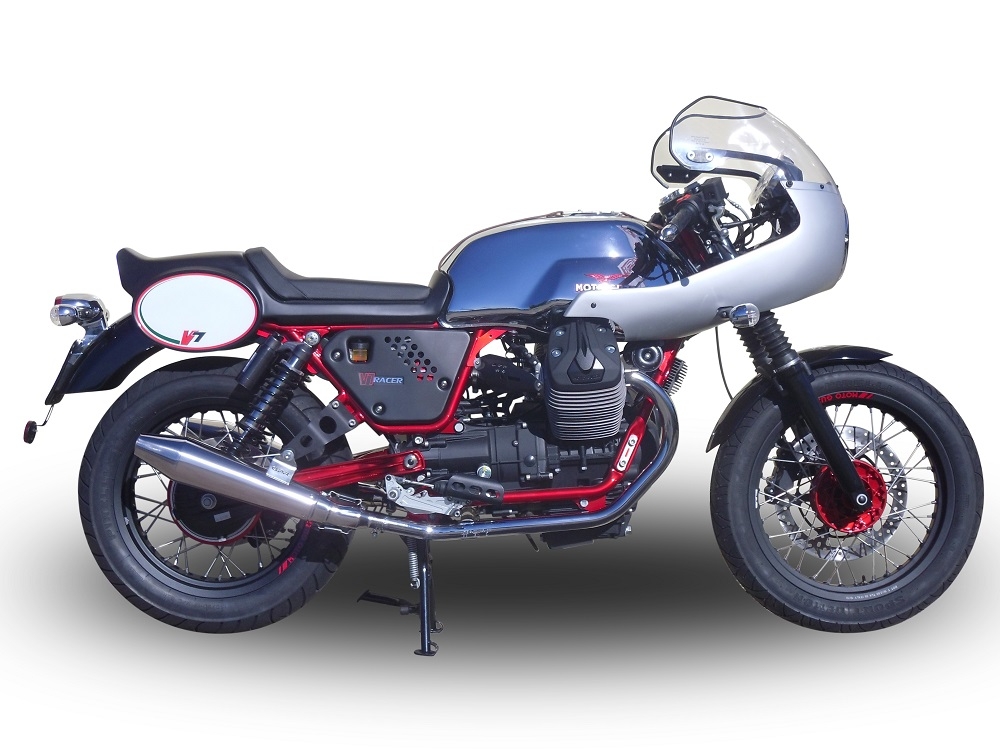 Exhaust compatible with Moto Guzzi V7 (I - II) Racer 2010-2016, Vintacone , Dual Homologated legal slip-on exhaust including removable db killers, link pipes and catalysts