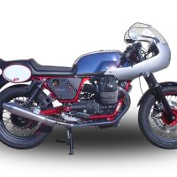 Exhaust compatible with Moto Guzzi V7 (I - II) Racer 2010-2016, Vintacone , Dual Homologated legal slip-on exhaust including removable db killers, link pipes and catalysts