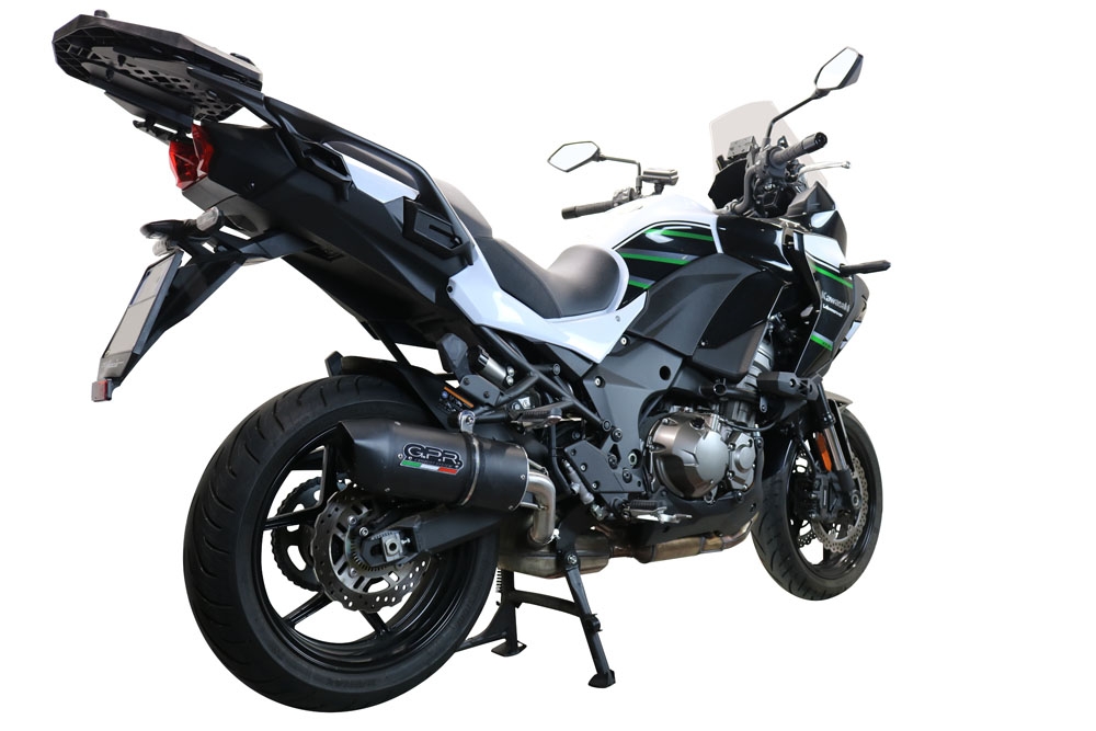 Esapament GPR compatibil cu Kawasaki Versys 1000 I.E. 2019 Evacuare slip-on omologata, inclusiv db killer detașabil și cot de legătură,Furore Evo4 Nero