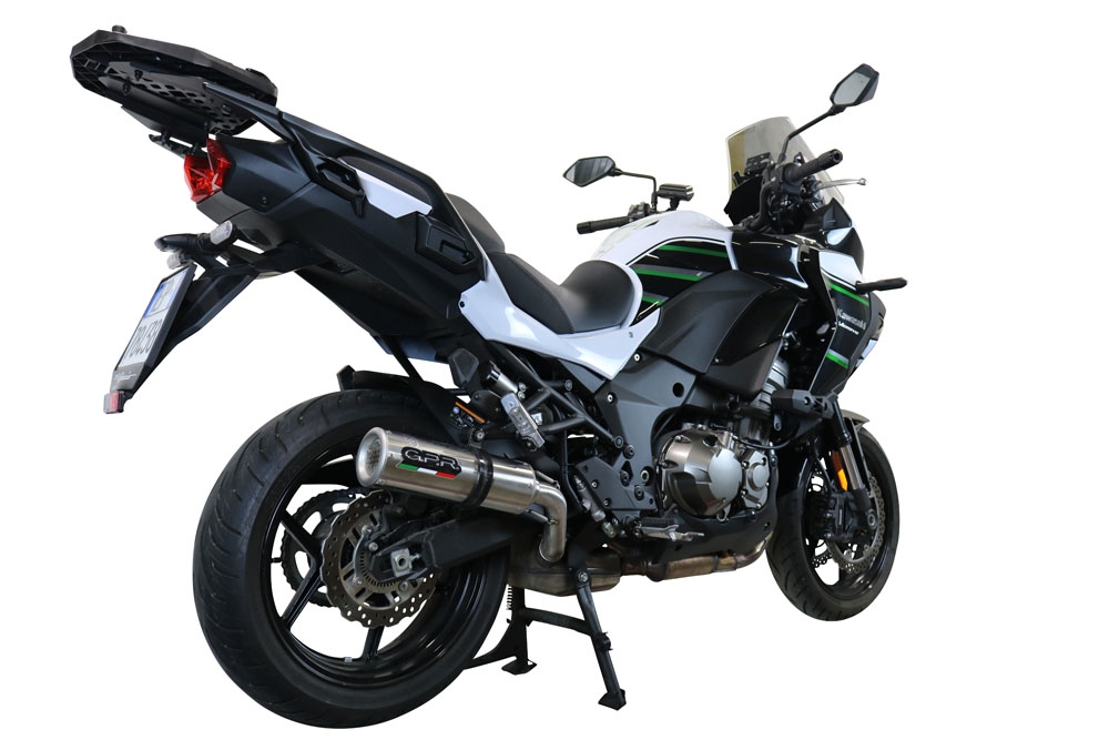 Exhaust compatible with Kawasaki Versys 1000 I.E. 2019-2020, M3 Inox , Homologated legal slip-on exhaust including removable db killer and link pipe
