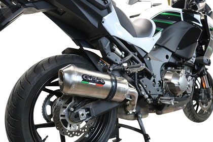 Exhaust compatible with Kawasaki Versys 1000 I.E. 2019-2020, Satinox , Homologated legal slip-on exhaust including removable db killer and link pipe