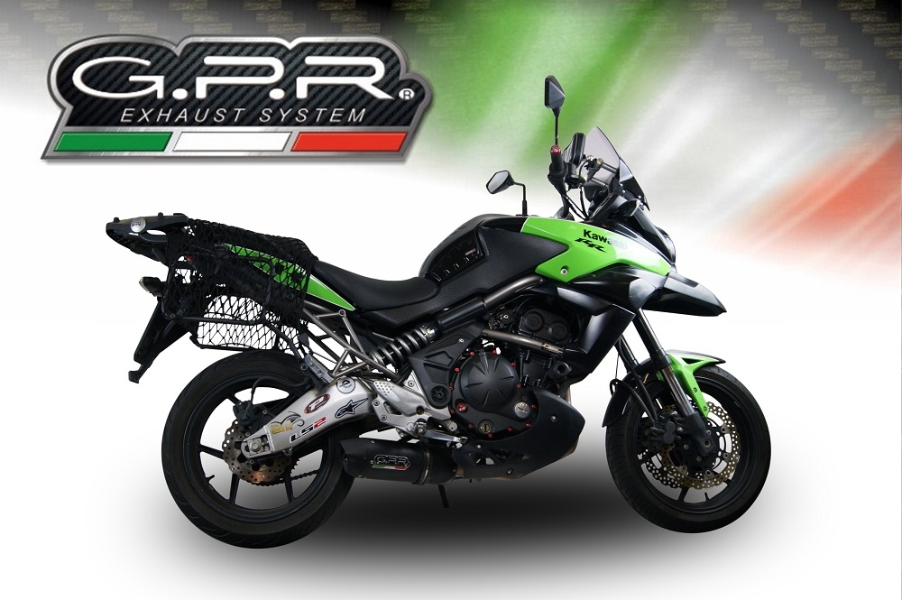 Esapament GPR compatibil cu Kawasaki Versys 650 2006 Evacuare slip-on omologata, inclusiv db killer detașabil, cot de legătură și catalizator,Furore Nero