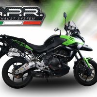 Esapament GPR compatibil cu Kawasaki Versys 650 2006 Evacuare slip-on omologata, inclusiv db killer detașabil, cot de legătură și catalizator,Furore Nero