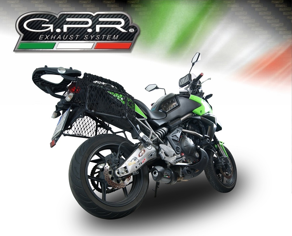 Esapament GPR compatibil cu Kawasaki Versys 650 2006 Evacuare slip-on omologata, inclusiv db killer detașabil, cot de legătură și catalizator,Furore Nero