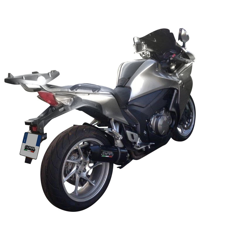 Esapament GPR compatibil cu Honda Vfr 1200 F I.E. 2010 Evacuare slip-on omologata, inclusiv db killer detașabil și cot de legătură,Furore Nero