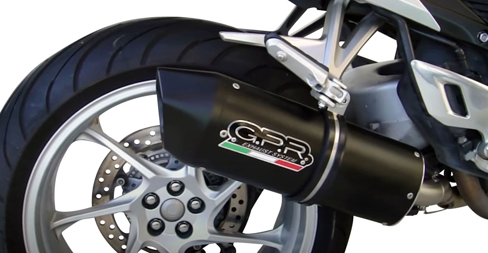 Esapament GPR compatibil cu Honda Vfr 1200 F I.E. 2010 Evacuare slip-on omologata, inclusiv db killer detașabil și cot de legătură,Furore Nero