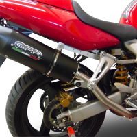 Exhaust compatible with Honda Vtr 1000 F Firestorm 1997-2007, Furore Nero, Dual Homologated legal slip-on exhaust including removable db killers and link pipes
