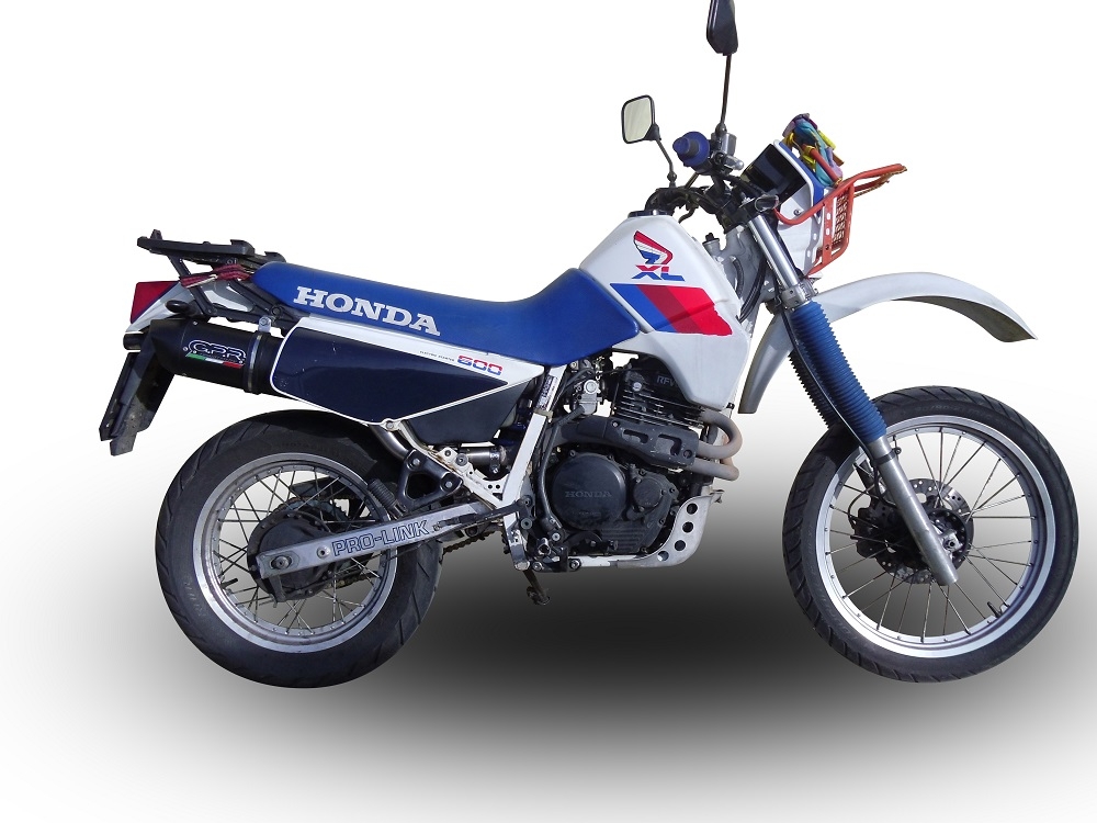 Exhaust compatible with Honda Xl 600 Lm-Rm 1985-1989, Furore Nero, Homologated legal slip-on exhaust including removable db killer and link pipe