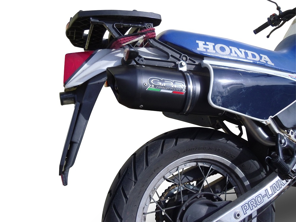 Exhaust compatible with Honda Xl 600 Lm-Rm 1985-1989, Furore Nero, Homologated legal slip-on exhaust including removable db killer and link pipe