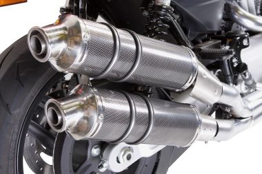 Esapament GPR compatibil cu Harley Davidson Xr 1200 2008 Evacuare cu dublă omologare legală, inclusiv db killers și coturi de legătură detașabile,Poppy Tondo