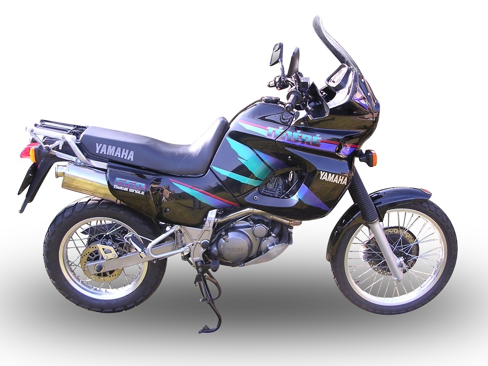 Exhaust compatible with Yamaha Xtz 660 Teneré 1991-1998, Trioval, Homologated legal slip-on exhaust including removable db killer and link pipe