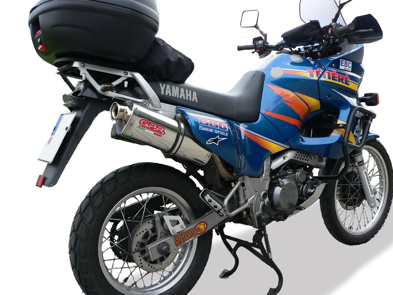 Exhaust compatible with Yamaha Xtz 660 Teneré 1991-1998, Trioval, Homologated legal slip-on exhaust including removable db killer and link pipe