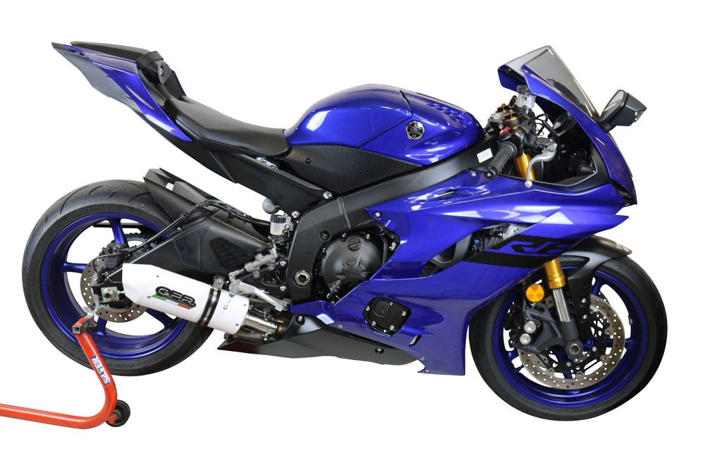 Esapament GPR compatibil cu Yamaha Yzf R6 2017 Evacuare slip-on omologata, inclusiv db killer detașabil și cot de legătură,Albus Evo4