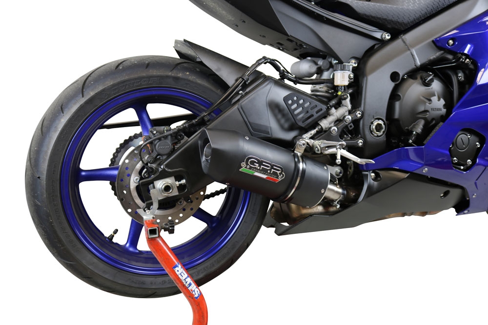 Exhaust compatible with Yamaha Yzf R6 2017-2025, Furore Evo4 Nero, Homologated legal slip-on exhaust including removable db killer and link pipe