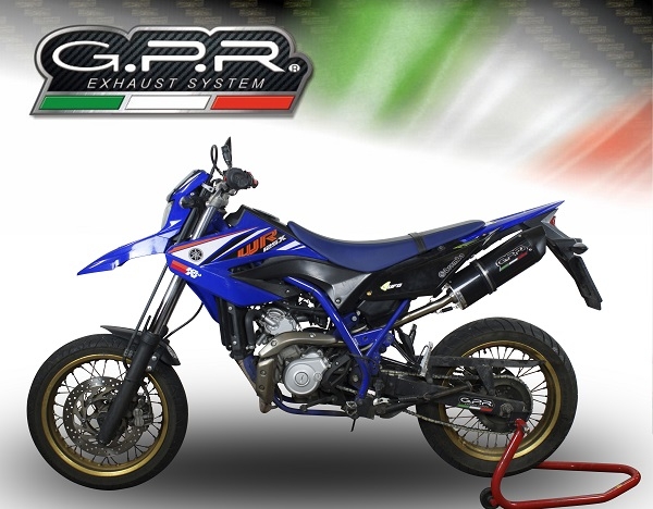 Exhaust compatible with Yamaha Wr 125 X 2009-2014, Furore Nero, Homologated legal slip-on exhaust including removable db killer and link pipe