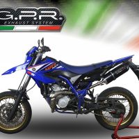 Exhaust compatible with Yamaha Wr 125 X 2009-2014, Furore Nero, Homologated legal slip-on exhaust including removable db killer and link pipe