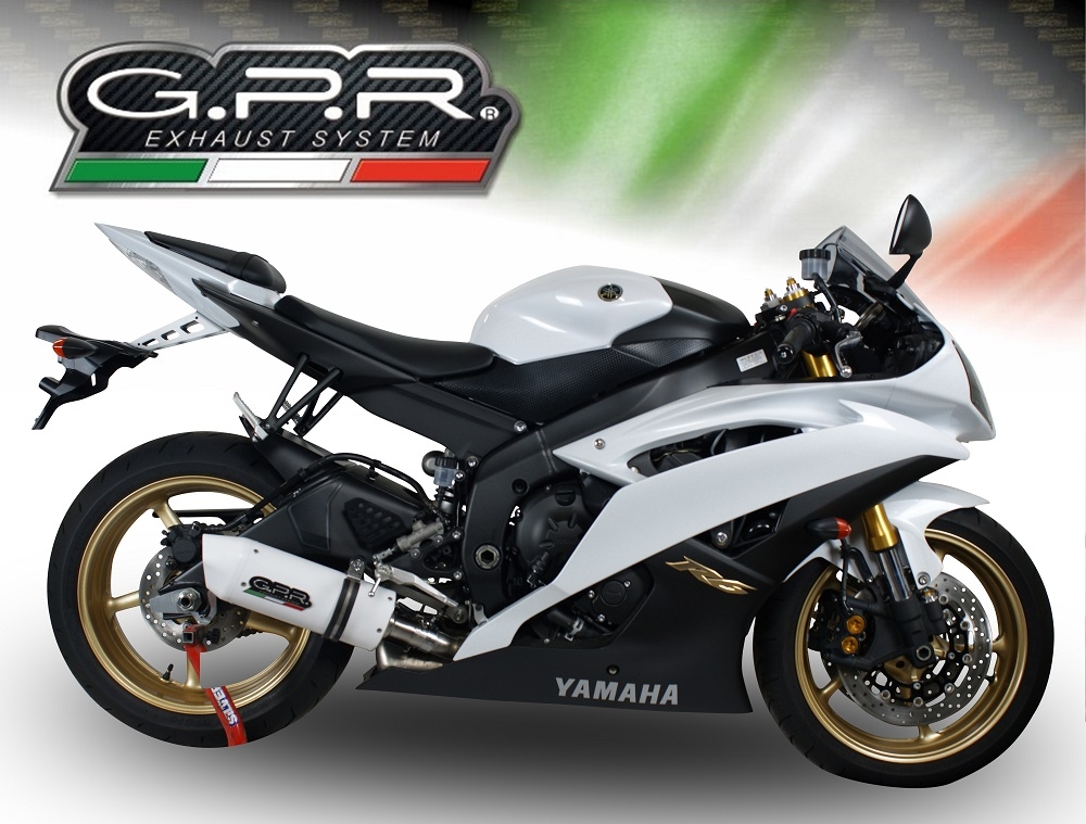Exhaust compatible with Yamaha Yzf R6 2006-2020, Albus Ceramic, Homologated legal slip-on exhaust including removable db killer and link pipe