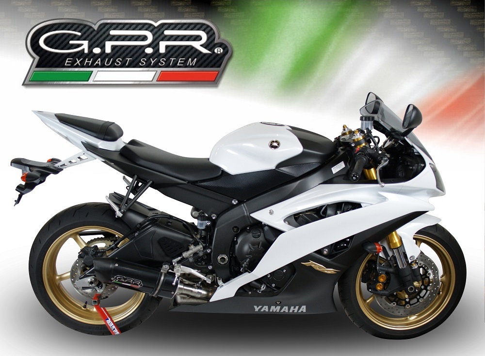 Exhaust compatible with Yamaha Yzf R6 2006-2020, Furore Nero, Homologated legal slip-on exhaust including removable db killer and link pipe