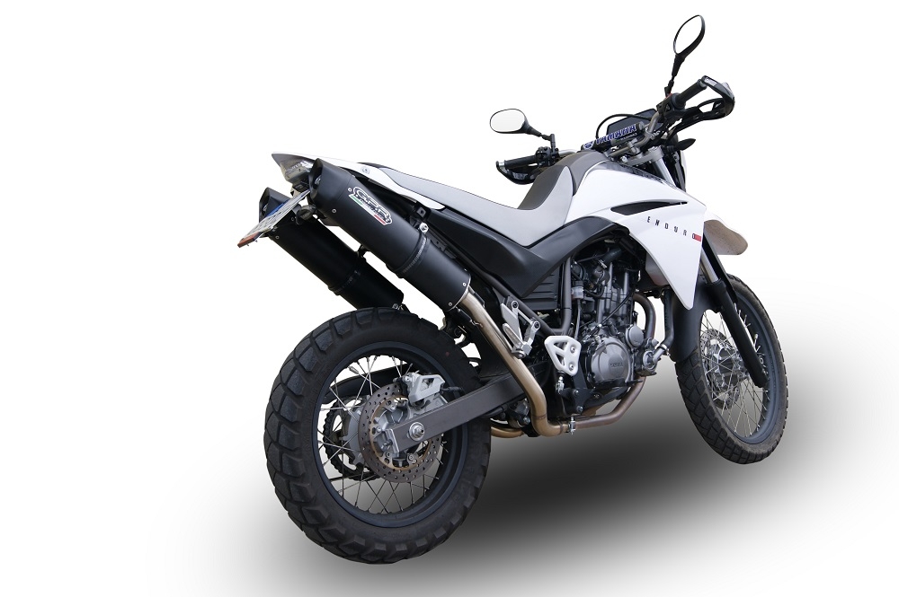 Exhaust compatible with Yamaha Xt 660 X-R 2004-2014, Furore Nero, Dual Homologated legal slip-on exhaust including removable db killers and link pipes