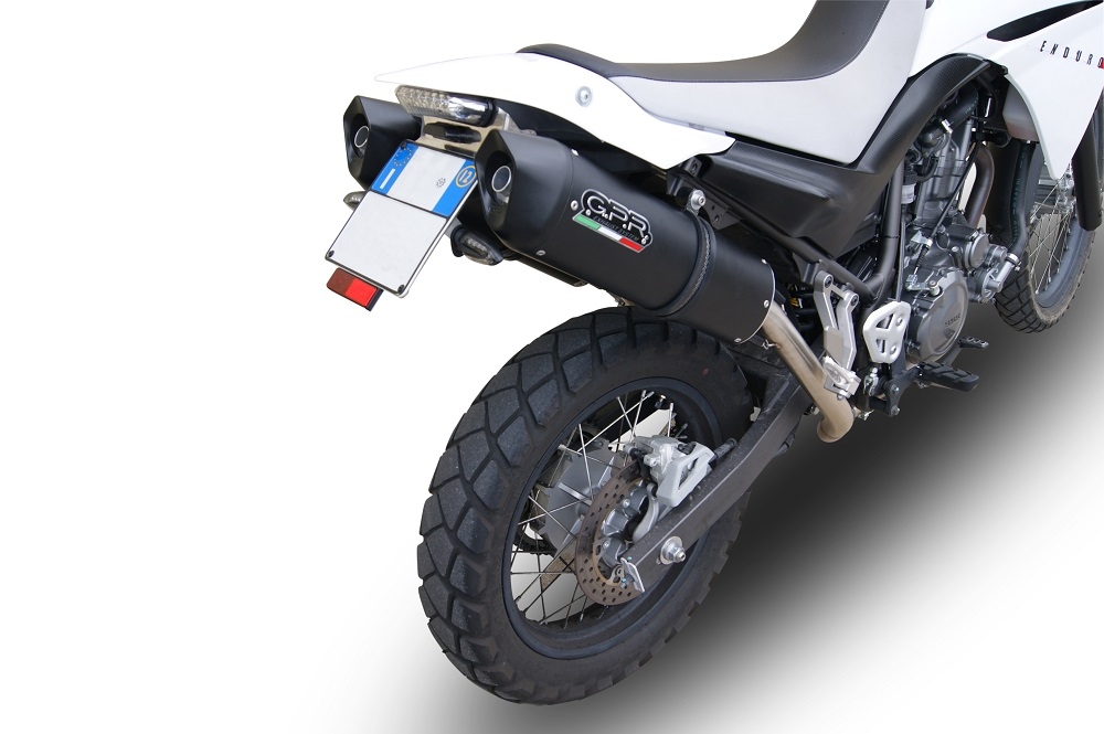 Exhaust compatible with Yamaha Xt 660 X-R 2004-2014, Furore Nero, Dual Homologated legal slip-on exhaust including removable db killers and link pipes