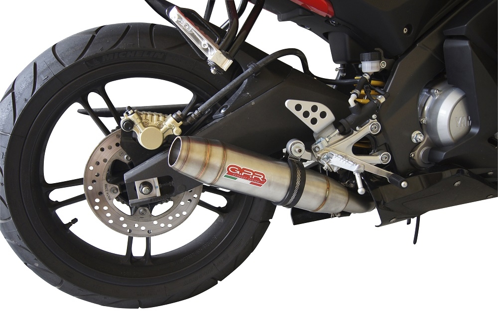 Exhaust compatible with Yamaha Yzf-R 125 2008-2013, Deeptone Inox, Homologated legal full system exhaust, including removable db killer