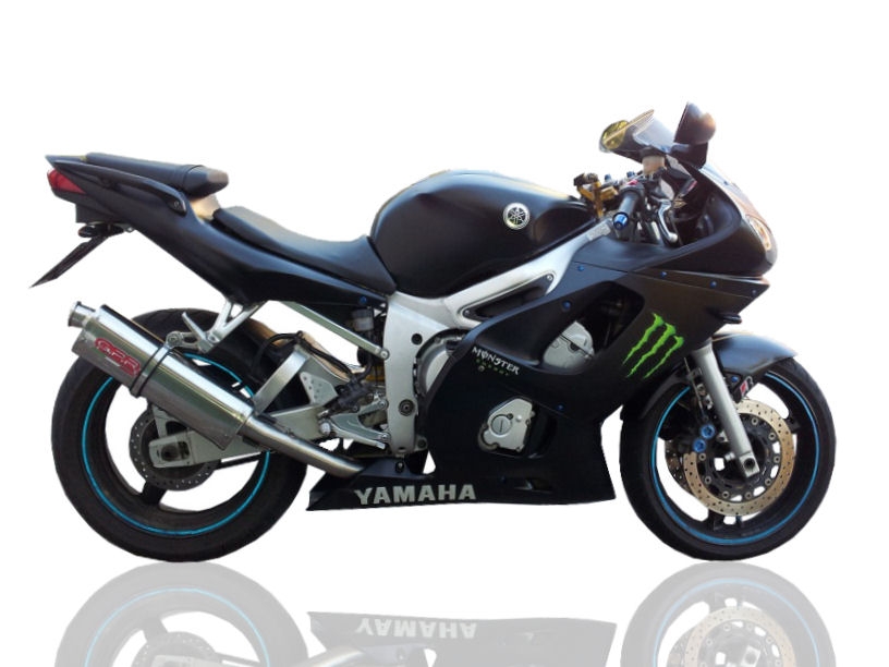 Esapament GPR compatibil cu Yamaha Yzf R6 1999 Evacuare slip-on omologata, inclusiv db killer detașabil și cot de legătură,Trioval