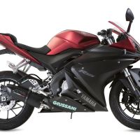 Exhaust compatible with Yamaha Yzf-R 125 2014-2016, Furore Nero, Homologated legal full system exhaust, including removable db killer and catalyst