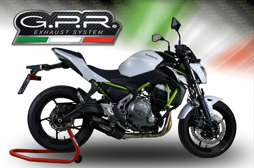 Esapament GPR compatibil cu Kawasaki Z 650 2021 Sistem complet de evacuare legal omologat, inclusiv db killer și catalizator detașabil,Furore Evo4 Nero