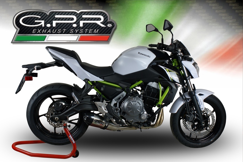 Esapament GPR compatibil cu Kawasaki Z 650 2021 Sistem complet de evacuare legal omologat, inclusiv db killer și catalizator detașabil,New Grand Prix Evo Titanium