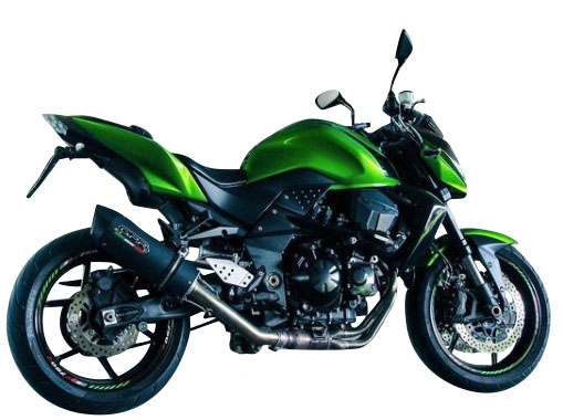Exhaust compatible with Kawasaki Z 750 - R 2007-2014, Furore Nero, Homologated legal slip-on exhaust including removable db killer, link pipe and catalyst