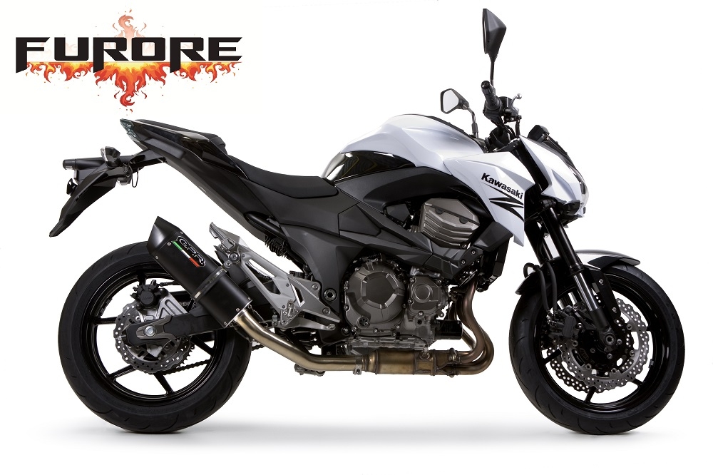 Esapament GPR compatibil cu Kawasaki Z 800 2009 Evacuare slip-on omologata, inclusiv db killer detașabil și cot de legătură,Furore Nero