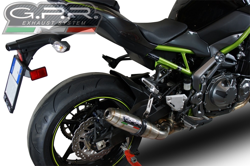 Exhaust compatible with Kawasaki Z 900 E 2017-2020, Deeptone Inox, Homologated legal slip-on exhaust including removable db killer and link pipe